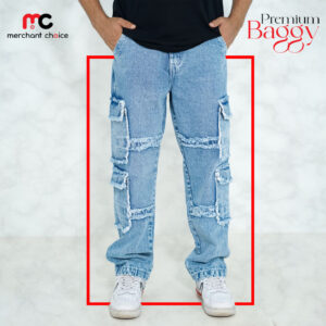 8 POCKET BAGGY JEANS-BG8PKT01-(LT. BLUE-RAW SEAM)