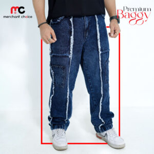 6 POCKET BAGGY JEANS-BG6PKT01-(DEEP BLUE-RAW SEAM)